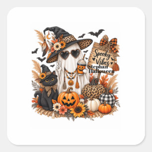 Sticker Carré Esprit fantomatique personnalisé Boho Halloween