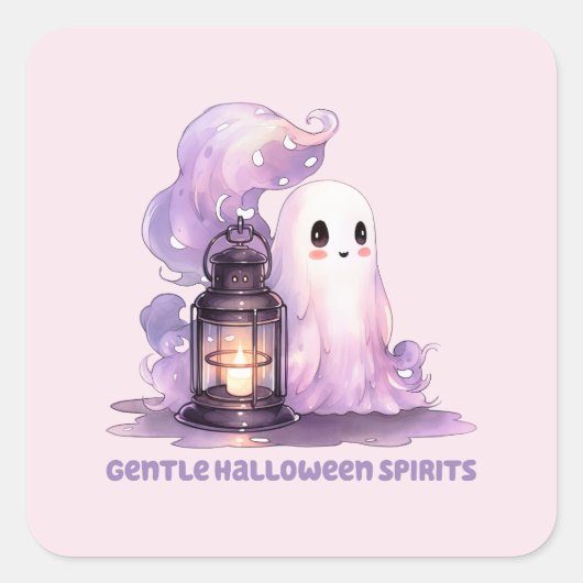 Sticker Carré Esprits doux d'Halloween (Devant)