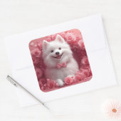 Sticker Carré Esquimau américain avec Rose - Saint Valentin (Enveloppe)