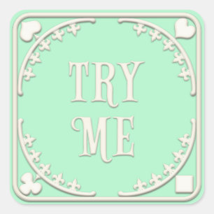 Sticker Carré "Essaie-moi" Wonderland Tea Party Enticting Green