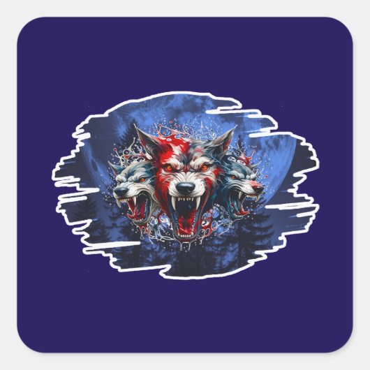 Sticker Carré Estampa Graffiti - Cerberus Wolves - Adesivo (Devant)