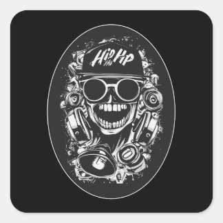 Sticker Carré Estampa Hip Hop - Hip Hop Skull Vibes - Adesivo