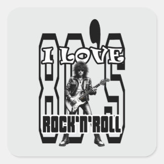 Sticker Carré Estampa Rock - I Love 80s Rock’n’Roll – Adesivo