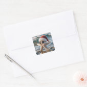 Sticker Carré Estarfish de Noël dans l'océan (Enveloppe)