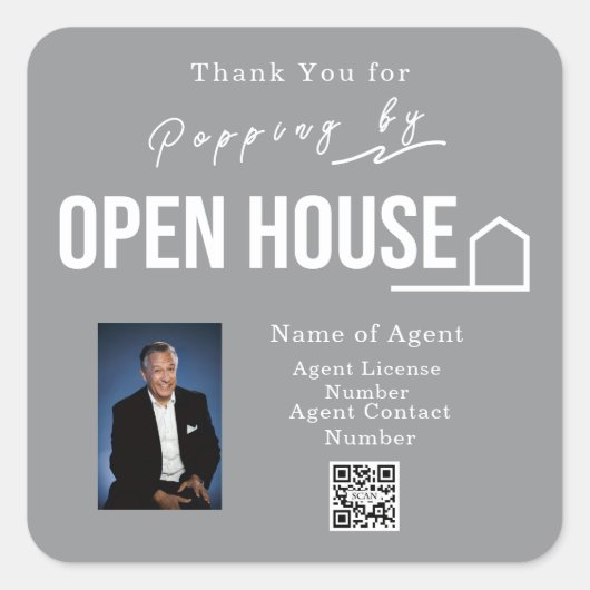 Sticker Carré Estate Open House Modern Chic Grey (Devant)