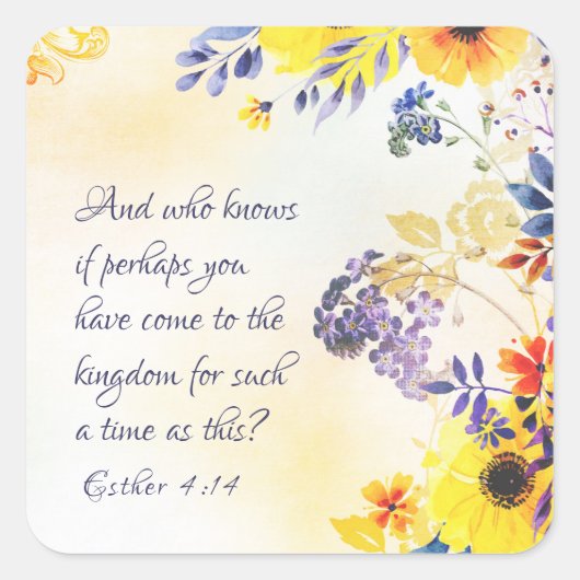 Sticker Carré Ester 4:14 Venez au Royaume pour un tel temps (Devant)