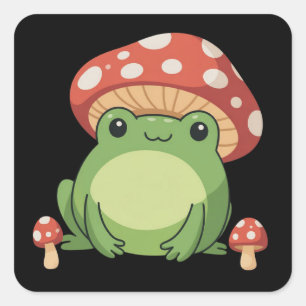 Sticker Carré esthétique grenouille cottagecore jolie grenouille