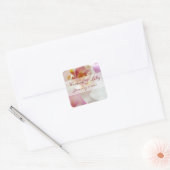 Sticker Carré Et blanche mariage personnalisé par orchidée rose (Enveloppe)