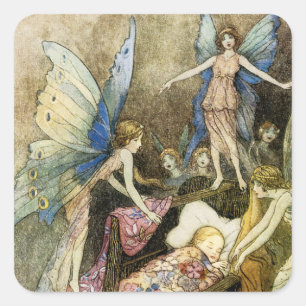 Sticker Carré Et, gentiment chantant autour de Thy lit