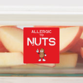 Sticker Carré étanche coloré d'allergie aux noix (Apposé)