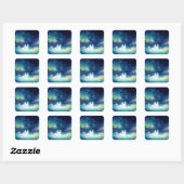 Sticker Carré Étang Enchanté des Axolotls (Feuille)