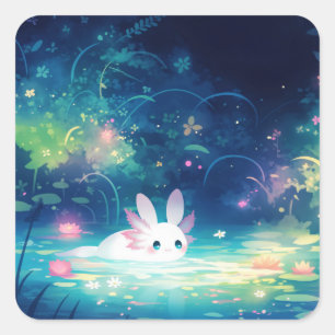 Sticker Carré Étang Enchanté des Axolotls