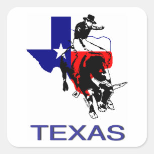 Sticker Carré État de cavalier de Taureau de rodéo du Texas