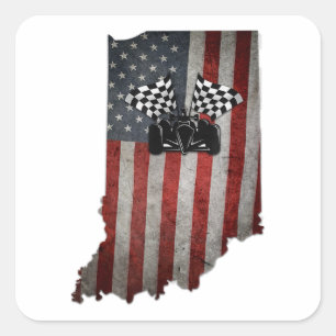 Sticker Carré État de l'Indiana Racecar T Shirt Vintage