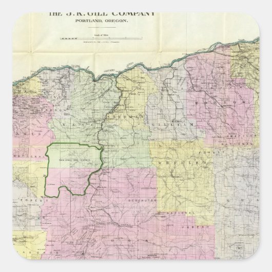 Sticker Carré État de l'Oregon (Devant)