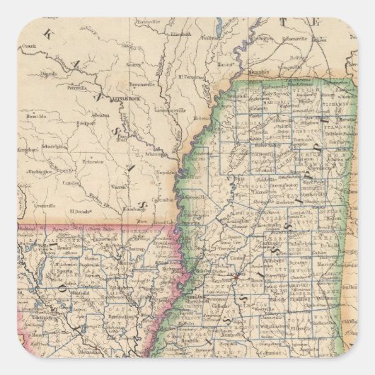 Sticker Carré États du Mississippi et de Louisiane (Devant)