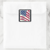STICKER CARRÉ ÉTATS-UNIS D'AMÉRIQUE DRAPEAU FOREVER STAMP (Sac)