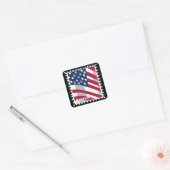 STICKER CARRÉ ÉTATS-UNIS D'AMÉRIQUE DRAPEAU FOREVER STAMP (Enveloppe)