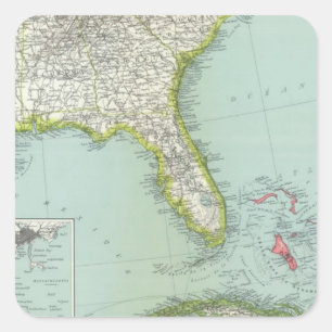 Sticker Carré États-Unis et Bahamas