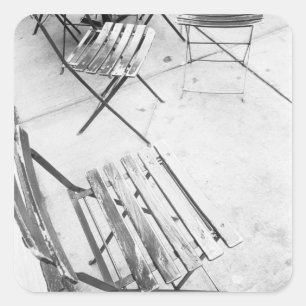 Sticker Carré États-Unis, NEW YORK : chaises de café à New York