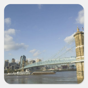 Sticker Carré États-Unis, Ohio, Cincinnati: Roebling Suspension