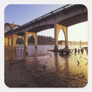 Sticker Carré États-Unis, Oregon, Florence. Pont de Siuslaw et