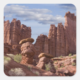 Sticker Carré États-Unis, Utah. Vue des Fisher Towers. Crédit :