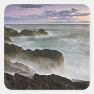 Sticker Carré États-Unis, Washington, îles San Juan. Vagues s'éc