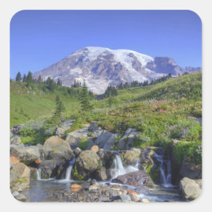 Sticker Carré États-Unis, Washington, Mt. Rainier NP, Mt. Rainie