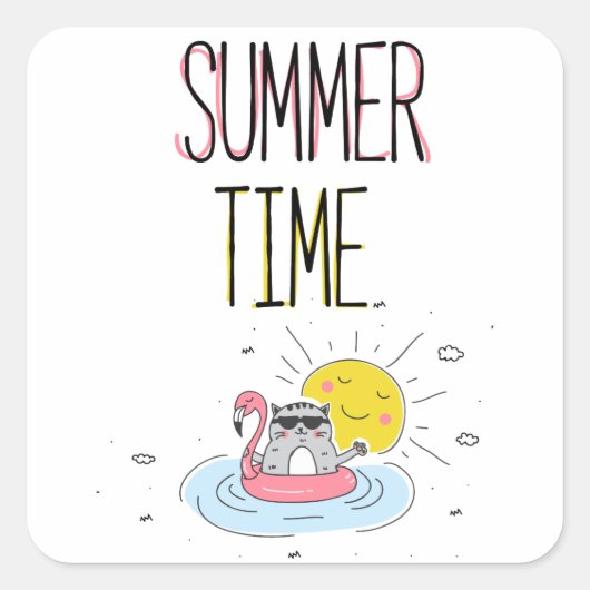 Sticker Carré Été noir (Devant)