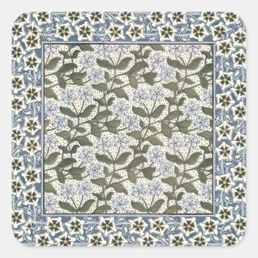 Sticker Carré Été Périwinkel Fleur Plutôt Élégant Floral (Devant)