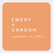 Sticker Carré Été rétro | Phoques d'enveloppe Mariage orange (Devant)