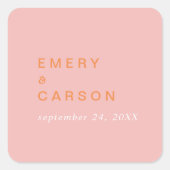 Sticker Carré Été rétro | Phoques d'enveloppe Mariage orange ros (Devant)