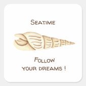 Sticker Carré Été Suivez vos rêves Coquille Romantique Mignon Pa (Devant)