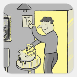 Sticker Carré Éteins Économisez l'étiquette Carré d'énergie