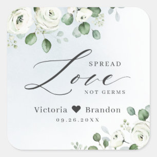 Sticker Carré Étendre L'Amour Sanitizer Vert Mariage Favoriser