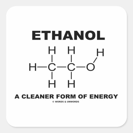 Sticker Carré Éthanol Une Forme D'Énergie Plus Propre (Molécule) (Devant)