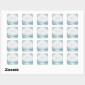 Sticker Carré Ethereal Blue Mountain Watercolor Gold Frame (Feuille)