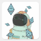 Sticker Carré Ethereum À La Lune ETH Space Man Merch (Devant)