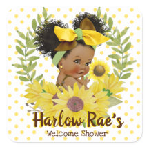 Ethnic Baby Girl | Baby shower de tournesol jaune