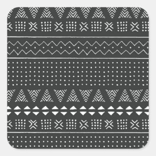 Sticker Carré Ethnie tribale : motif noir blanc.