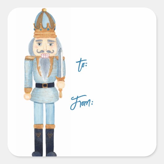 Sticker Carré Étiquette-cadeau de Noël Nutcracker (Devant)