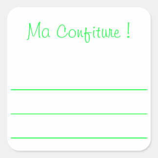 Sticker Carré Etiquette confiture vert "ma confiture"