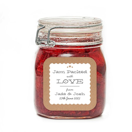 Sticker Carré Étiquette Kraft Paper Hearts