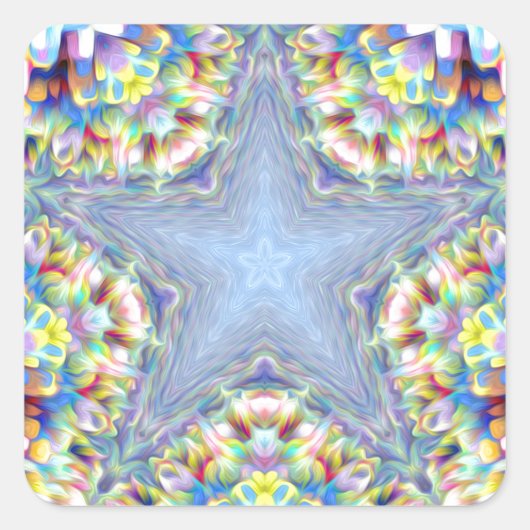 Sticker Carré Étoile Abstraite colorée (Devant)