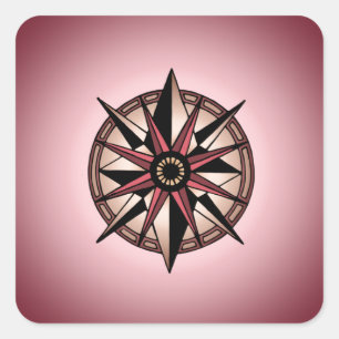 Sticker Carré Étoile de boussole rose