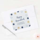 Sticker Carré Étoile de David | Cute Blue et Gold Hanoukka (Enveloppe)