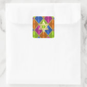Sticker Carré Étoile de David Pink Blue Green Orange Diamonds (Sac)