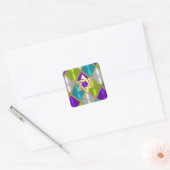Sticker Carré Étoile de David Turquoise Purple Diamonds (Enveloppe)