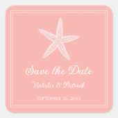 Sticker Carré Étoile de mer de corail Sauvegarder la date (Devant)